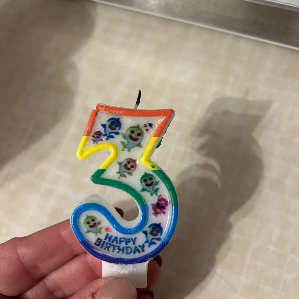 Baby Shark Birthday Number 3 Candle